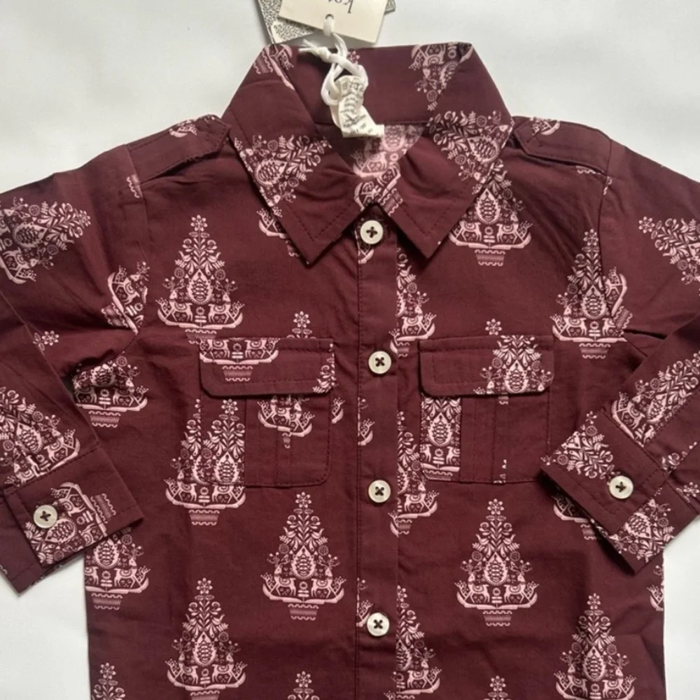 NWT Kate Quinn Nordic Tree Military Top 18–24M Organic Cotton